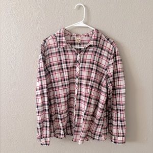 Red and Black Button Down Plaid